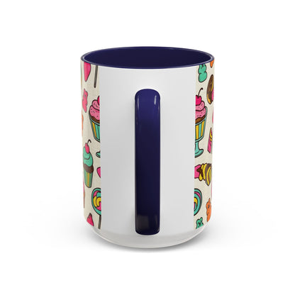 Sweet Treats Coffee Mug — Colorful Candy & Dessert Pattern Accent Mug (11/15oz)