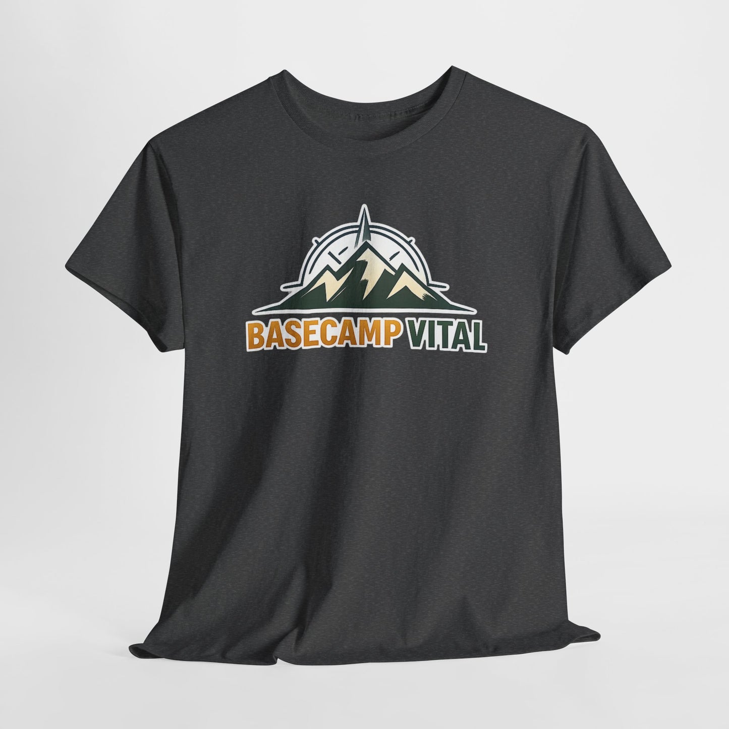 Base Camp Vital Mountain Compass Crewneck T-Shirt | Outdoor Hiking Graphic Tee | Midweight Cotton Trail Shirt (free shipping)
