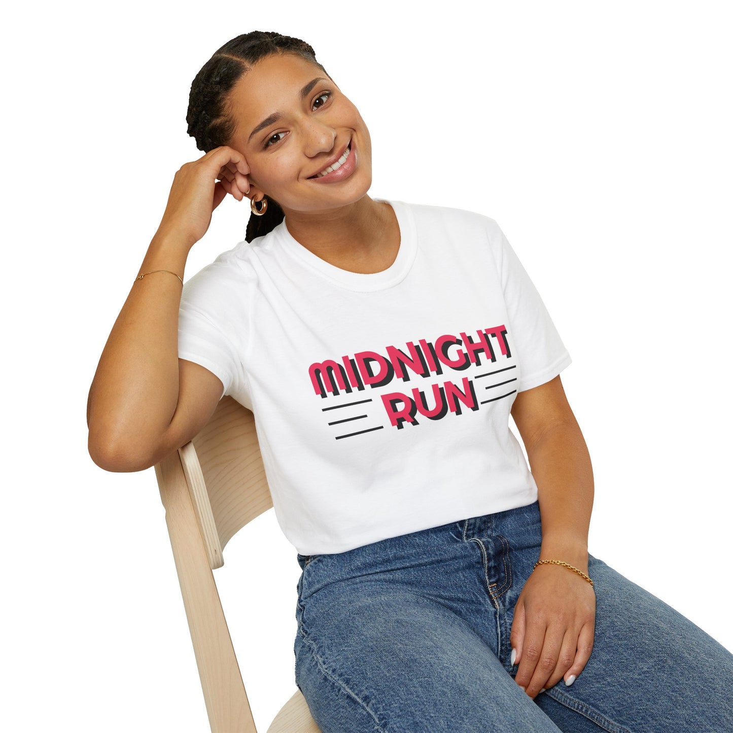 Midnight Run T-Shirt — Retro Pink Track Graphic Tee