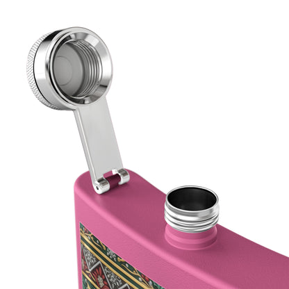 Holiday Poinsettia Flask — 6oz Stainless Steel Christmas Hip Flask (free shipping)