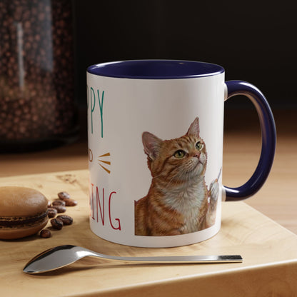 Happy and Dazzling Smoking Cat Coffee Mug — Cute Ginger Cat Accent Mug (11/15oz) (free shipping)