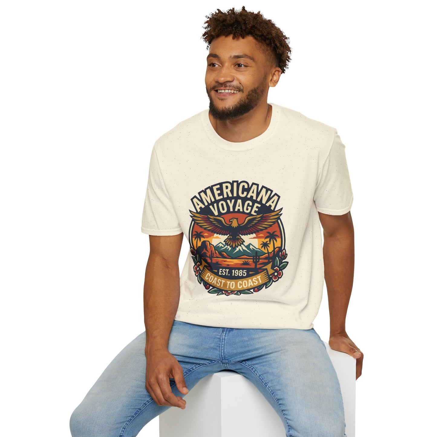 Americana Voyage retro Graphic T-Shirt — Coast to Coast Eagle Sunset