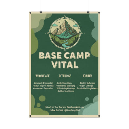 Base Camp Vital Nature-Inspired Rolled Posters for Adventure Lovers, Wall Decor for Outdoor Enthusiasts, Eco-Friendly Art, Mountain Decor, Camp Vibes
