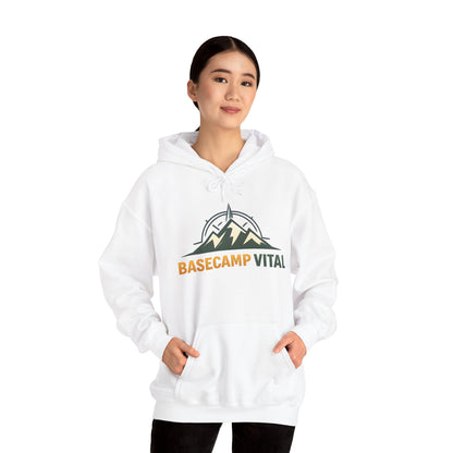 Base Camp Vital Outdoor Fleece Hoodie | Mountain Compass Graphic Pullover | 50/50 Midweight Trail Hoodie  Vital Hoodie  (free shipping)
