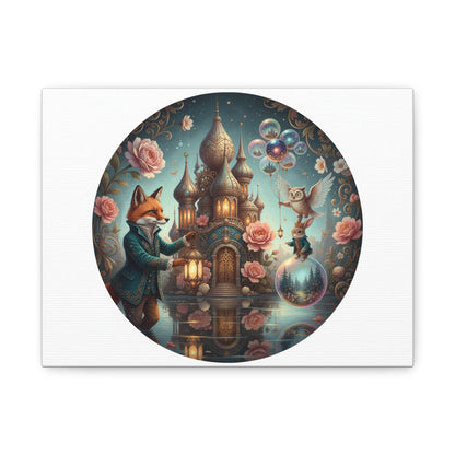 Whimsical Fox Castle Canvas — Matte Stretched luxury Wall Art (free shipping)