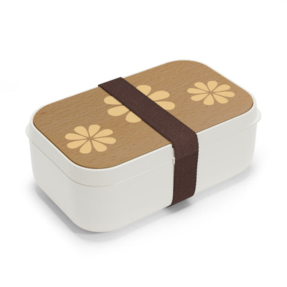 Wooden light yellow Floral Bento Lunch Box – Cute and Eco-Friendly Lunch Container