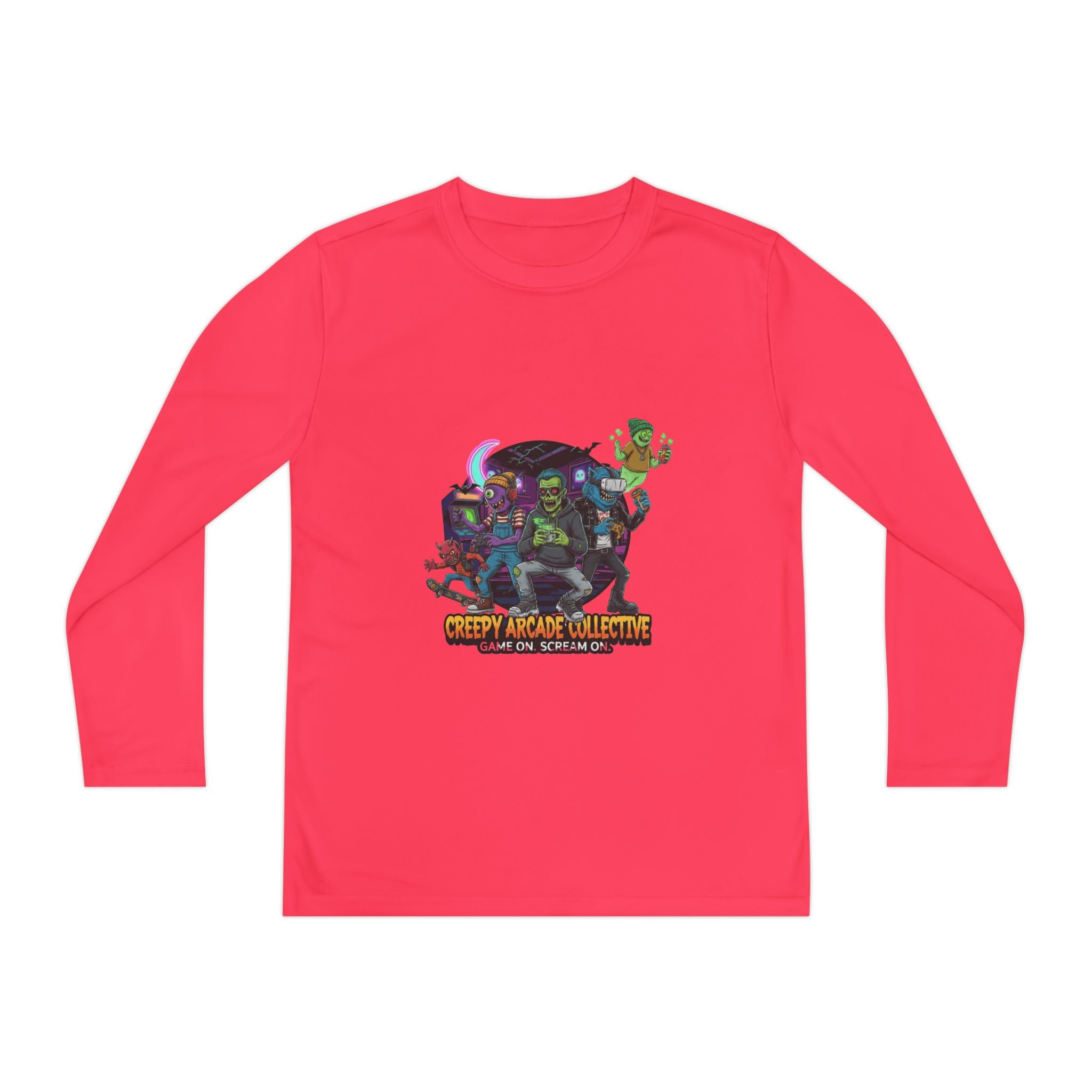 Creepy Arcade Collecting Youth Long Sleeve Tee, Kids Gamer Shirt, Halloween Costume, Teen Casual Wear, Fantasy T-Shirt
