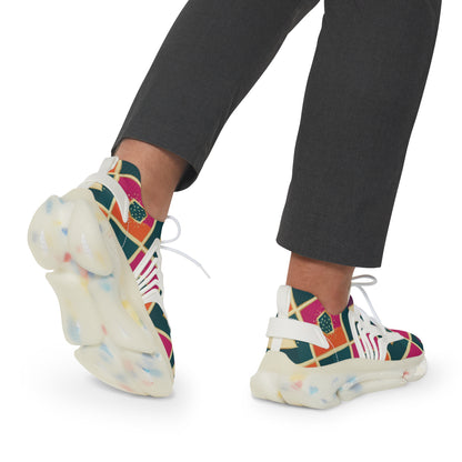 Men's Mesh Sneakers — Colorful Geometric Pattern Athletic Shoes (free shipping)