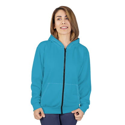 Women’s Vibrant teal , aqua blue Zip Hoodie - Perfect for Casual Outings & Outdoor Adventures