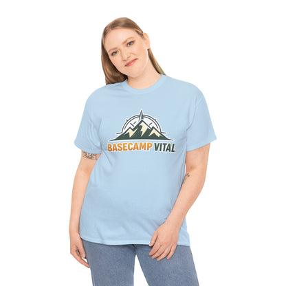 Base Camp Vital Mountain Compass Crewneck T-Shirt | Outdoor Hiking Graphic Tee | Midweight Cotton Trail Shirt (free shipping)