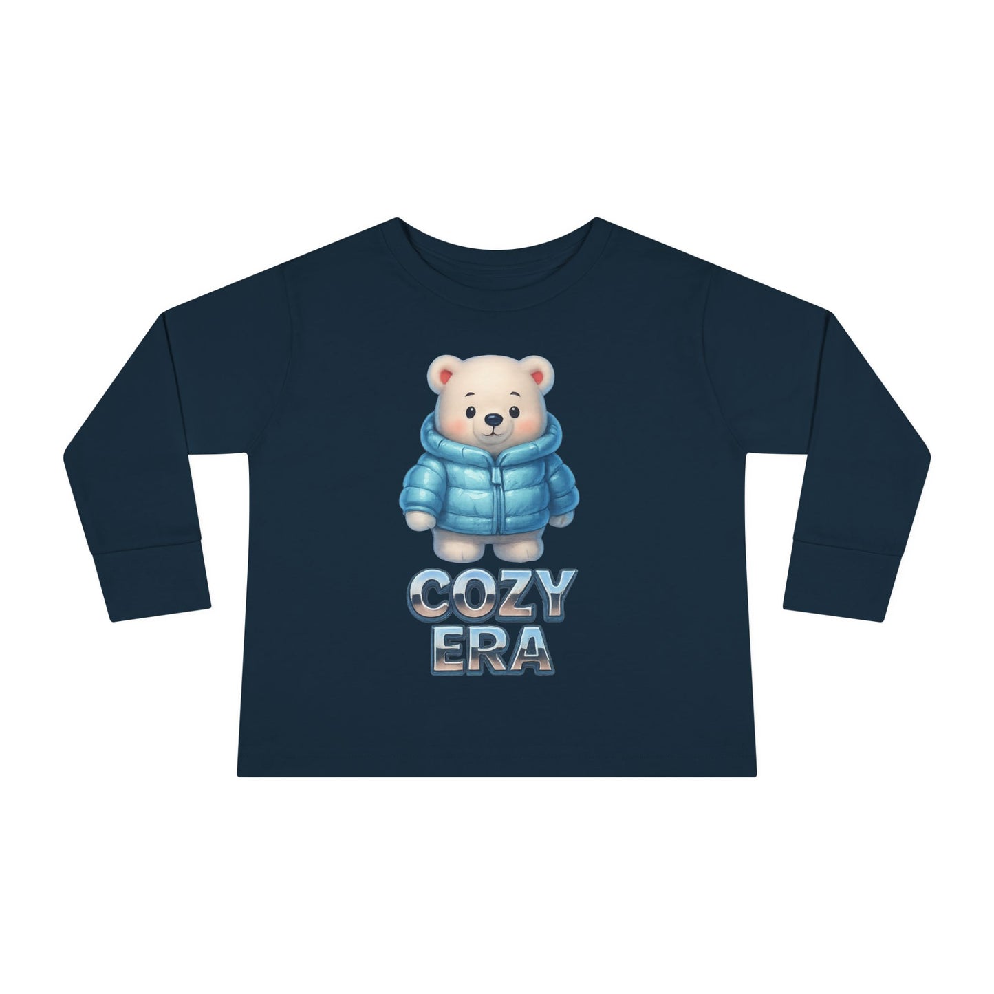 Cozy Era Toddler Long Sleeve Tee — Cute Bear in Puffer Jacket