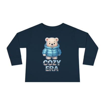 Cozy Era Toddler Long Sleeve Tee — Cute Bear in Puffer Jacket