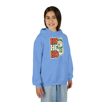 Youth kids Christmas Hoodie - 'HO HO HO' Snowman Holiday Sweatshirt