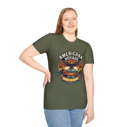 Americana Voyage retro Graphic T-Shirt — Coast to Coast Eagle Sunset