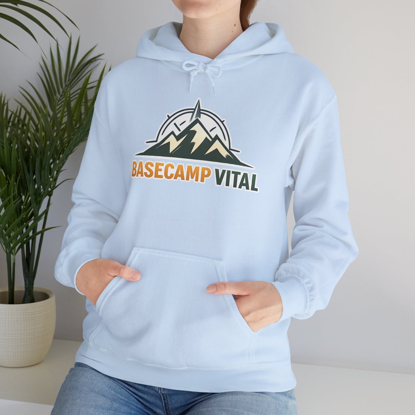 Base Camp Vital Outdoor Fleece Hoodie | Mountain Compass Graphic Pullover | 50/50 Midweight Trail Hoodie  Vital Hoodie  (free shipping)