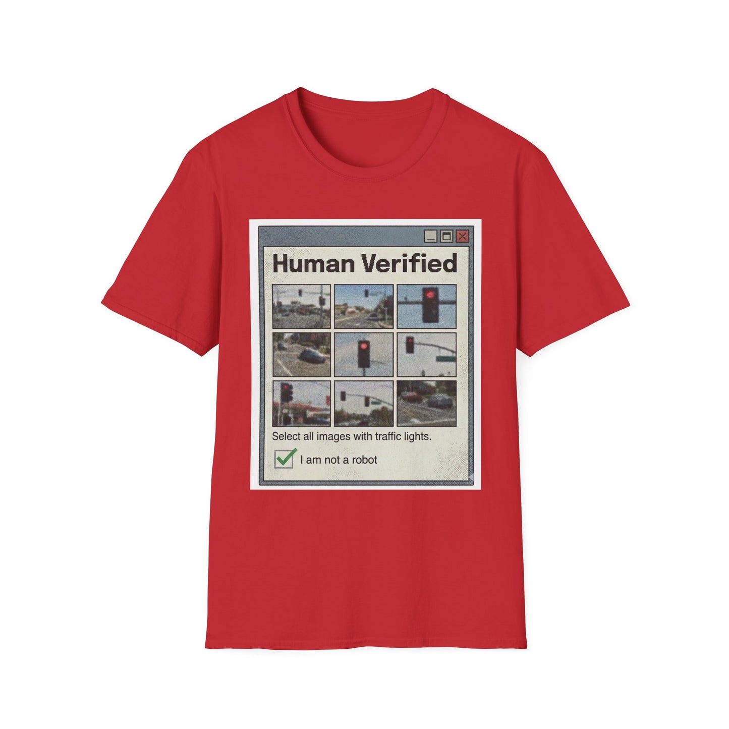 Human Verified T-Shirt – CAPTCHA Traffic Light Graphic Shirt