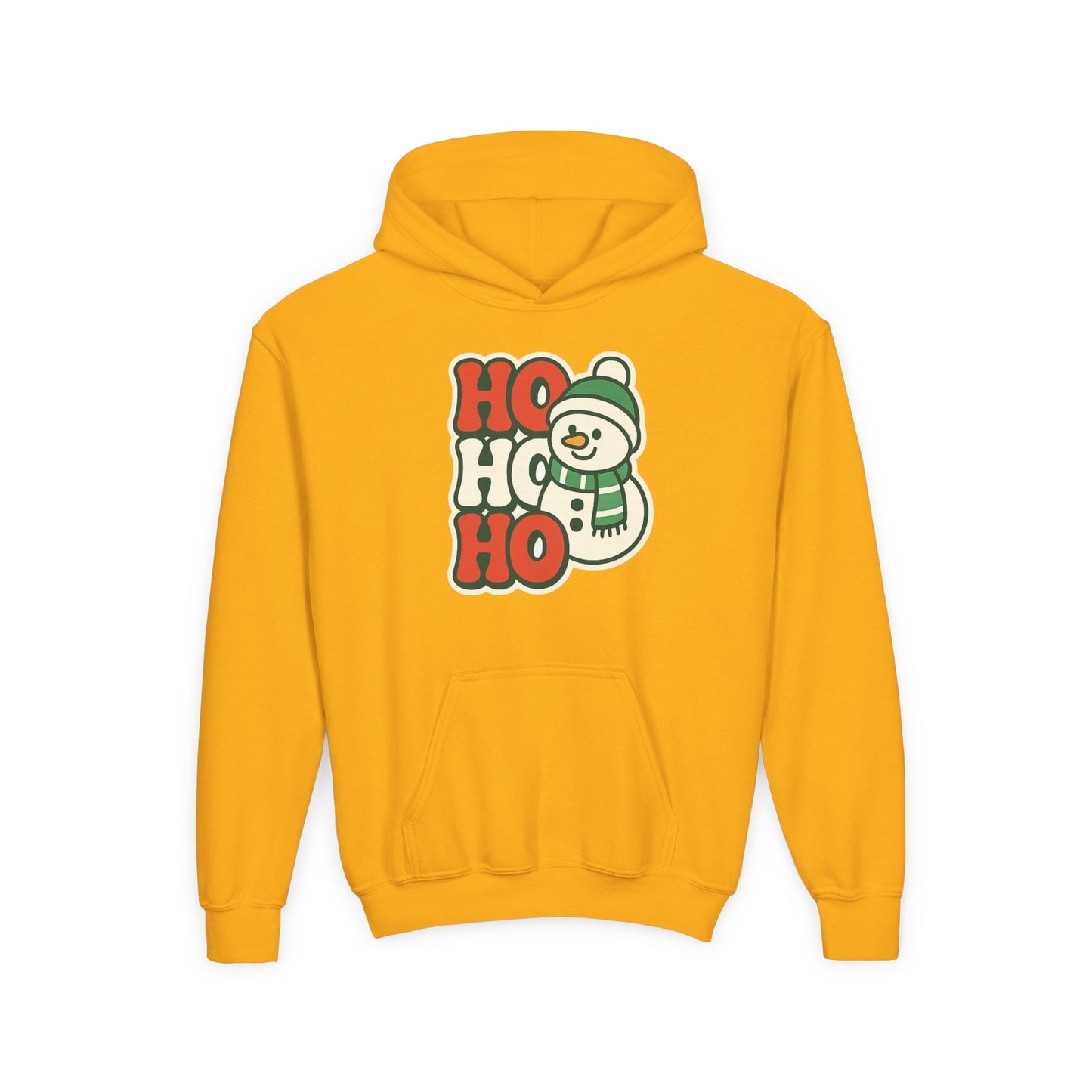 Youth kids Christmas Hoodie - 'HO HO HO' Snowman Holiday Sweatshirt