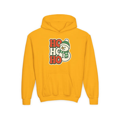 Youth kids Christmas Hoodie - 'HO HO HO' Snowman Holiday Sweatshirt