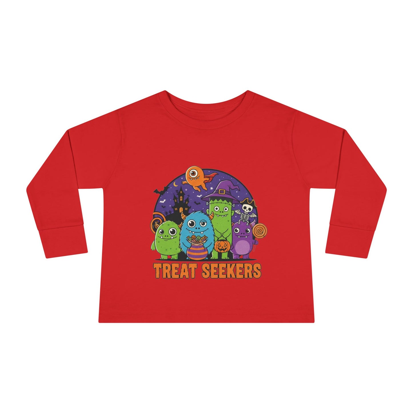 Toddler Halloween Long Sleeve Tee - Cute Treat Seekers Graphic, Kids Halloween Shirt, Trick-or-Treat Top, Fall Celebration Clothes