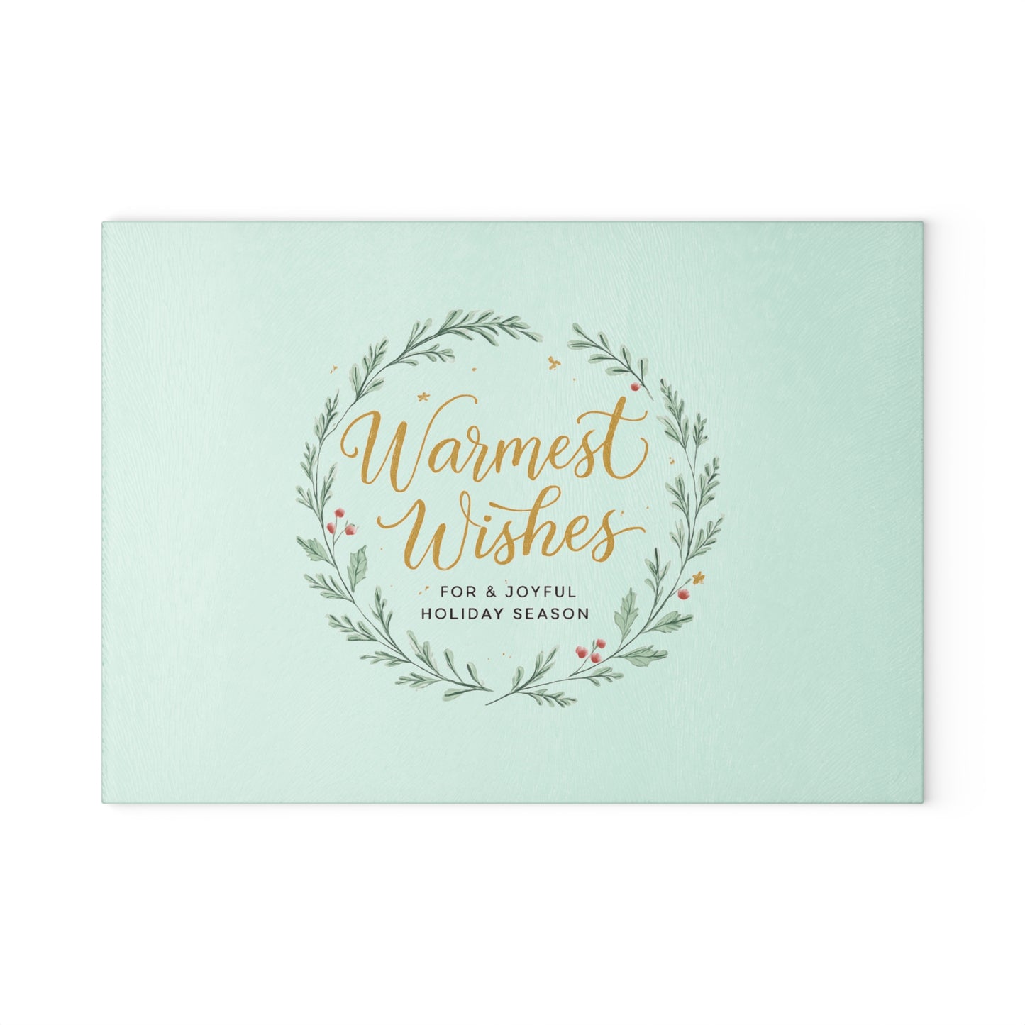 Glass Cutting Board — "Warmest Wishes" Holiday Wreath Decorative Cutting Board
