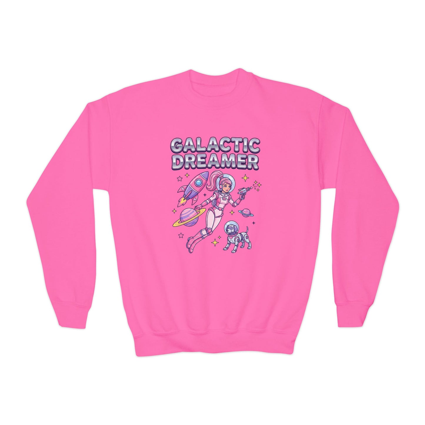 Youth Sweatshirt — "Galactic Dreamer" Astronaut Mermaid Crewneck