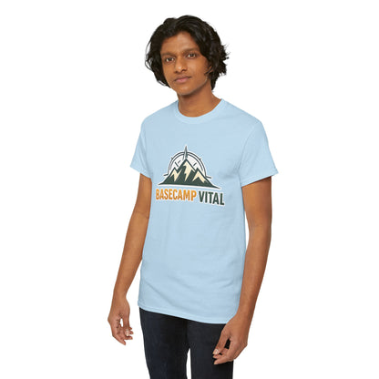 Base Camp Vital Mountain Compass Crewneck T-Shirt | Outdoor Hiking Graphic Tee | Midweight Cotton Trail Shirt (free shipping)
