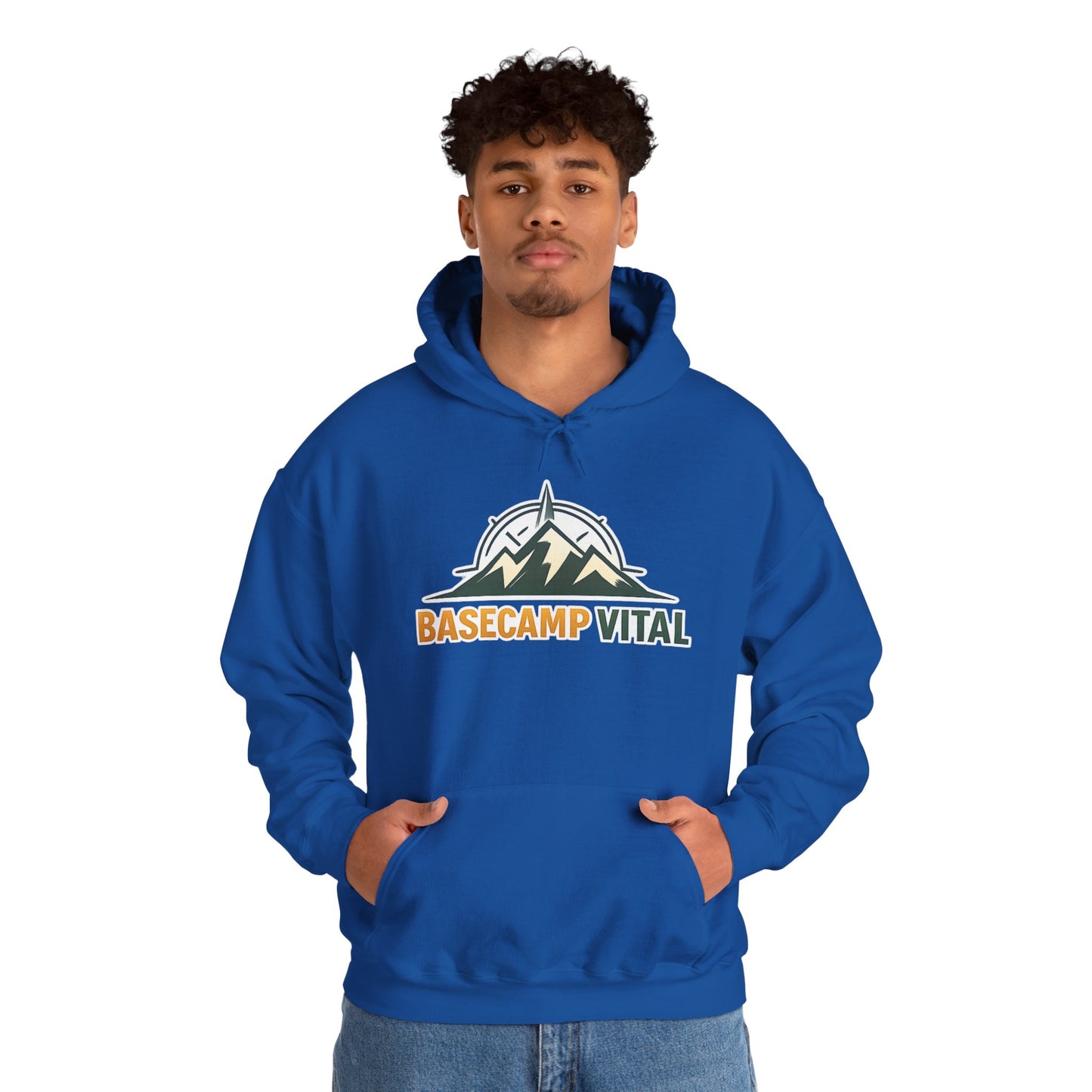 Base Camp Vital Outdoor Fleece Hoodie | Mountain Compass Graphic Pullover | 50/50 Midweight Trail Hoodie  Vital Hoodie  (free shipping)