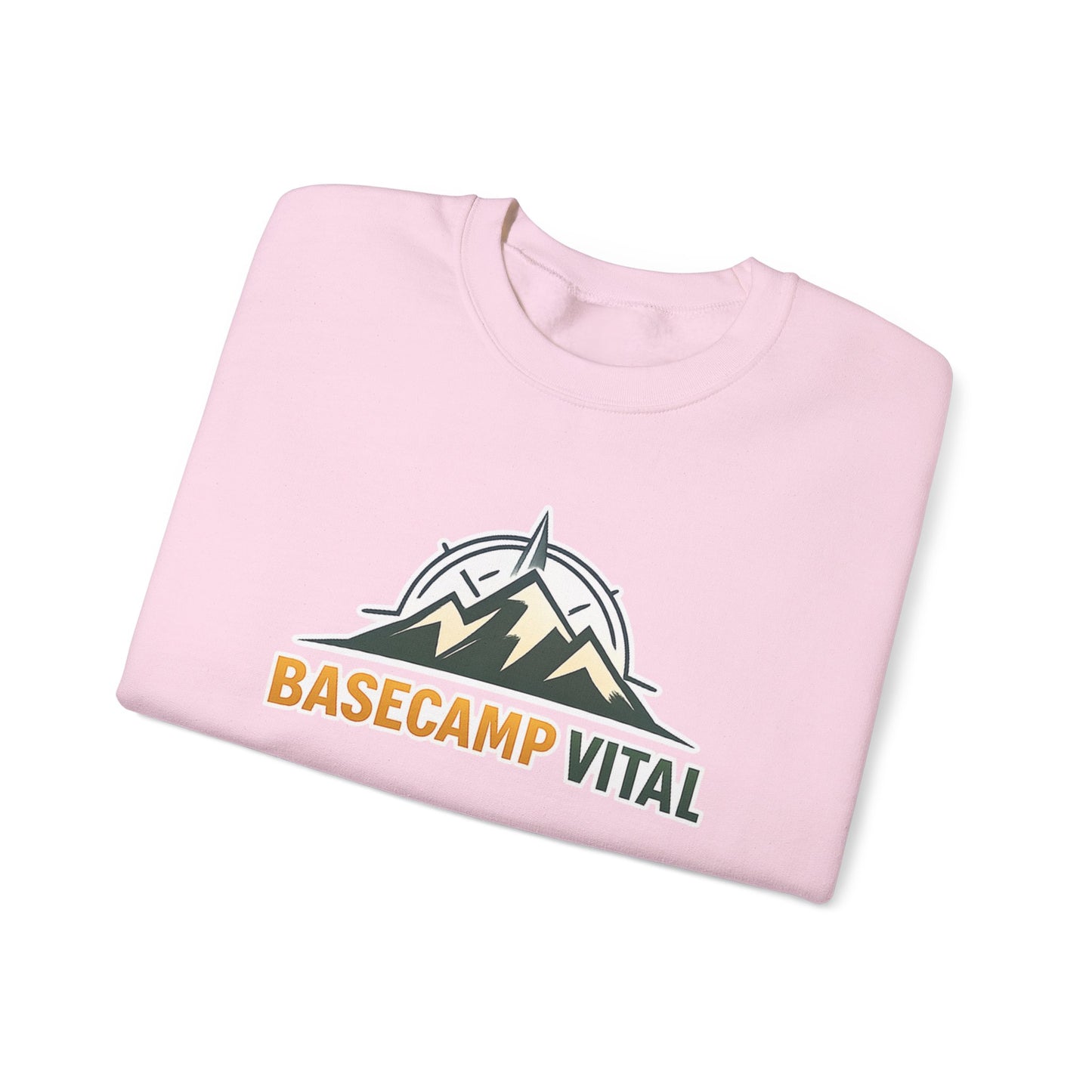 Base Camp Vital Mountain Embroidered Crewneck Sweatshirt | Cozy Hiking & Camping Pullover | 50/50 Midweight  Vital Mountain Crewneck Sweatshirt — Outdoor Adventure Logo Pullover (free shipping)