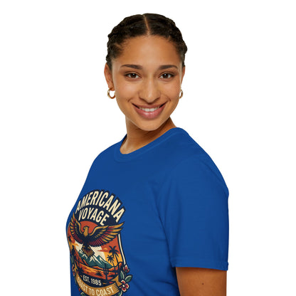 Americana Voyage retro Graphic T-Shirt — Coast to Coast Eagle Sunset
