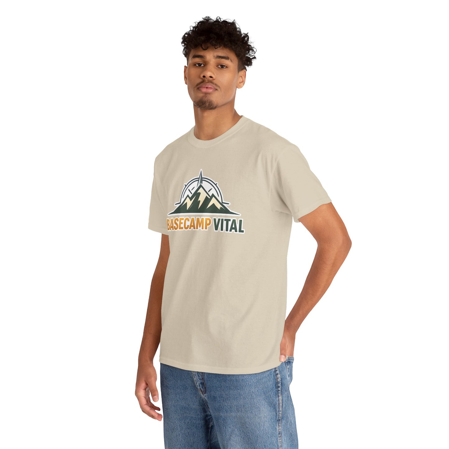 Base Camp Vital Mountain Compass Crewneck T-Shirt | Outdoor Hiking Graphic Tee | Midweight Cotton Trail Shirt (free shipping)