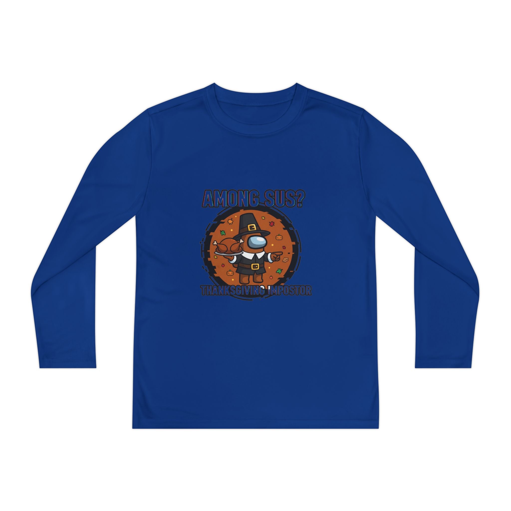 Among Sus? Thanksgiving Impostor Youth Tee, Fun Youth T-Shirt, Gamer Apparel for Kids, Long Sleeve Graphic Tee, Funny Thanksgiving Gift