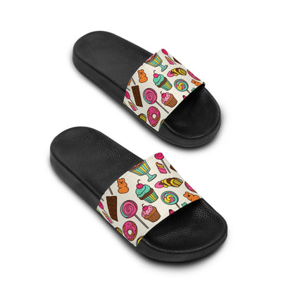 Women's Slide Sandals Sweet Treats & Dessert Doodles / Candy Land