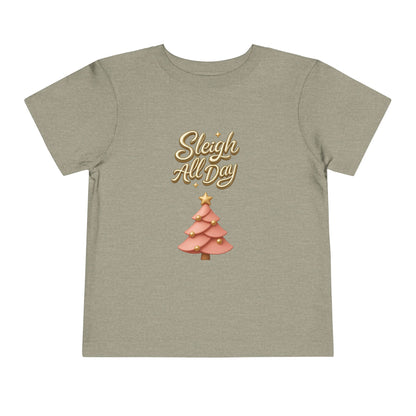 Toddler Tee - "Sleigh All Day" Christmas Tree Holiday Shirt