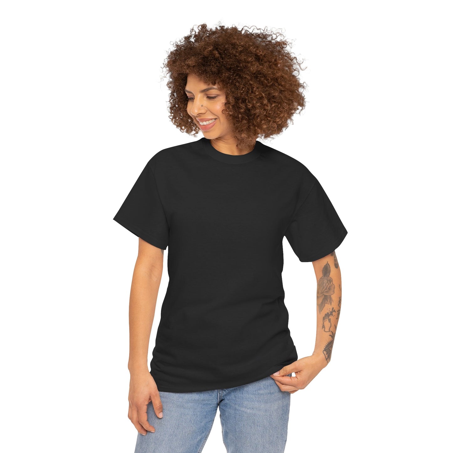 Women’s Casual Black Heavy Cotton Tee - Perfect for Everyday Comfort