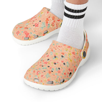 Kids Floral EVA Foam Clogs — Pink Watercolor Flower Slip-On Sandals