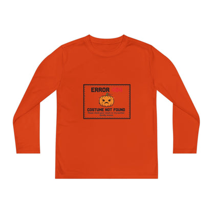 Youth Long Sleeve Halloween Tee, Kids Costume Shirt, Spooky Error 404 Top, Funny Trick-or-Treat Apparel, Halloween Party Outfit