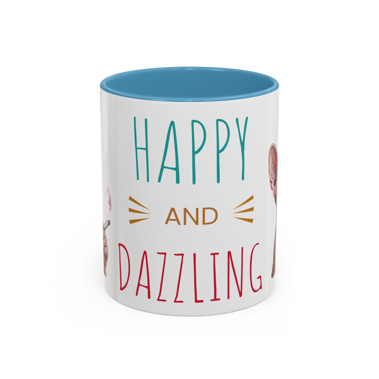 Happy and Dazzling smoking Cat Coffee Mug — Sphynx Cat Accent Mug (11/15oz) (free shipping)