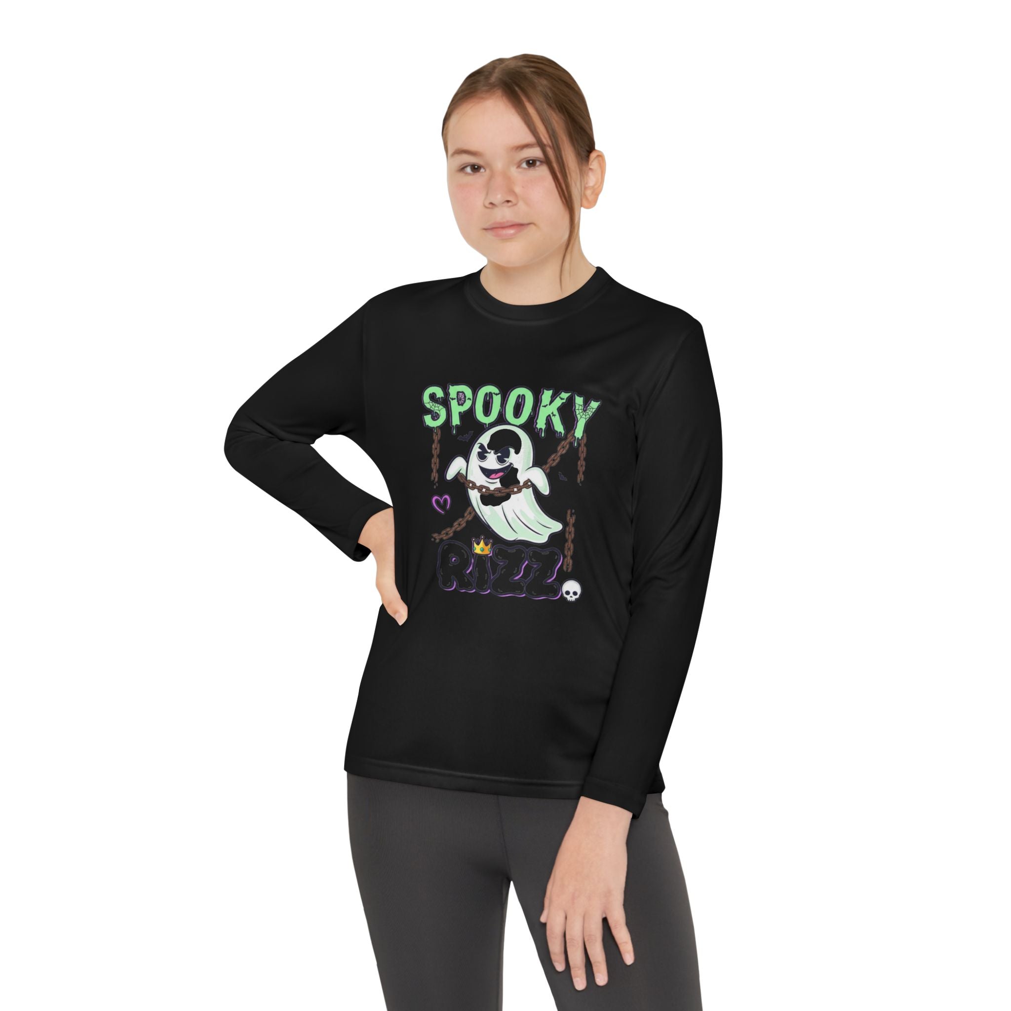 Spooky Long Sleeve Tee, Kids Ghost Shirt, Halloween Shirt, Youth Halloween Apparel, Spooky Vibes Tee, Ghostly Fun Wear