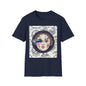 Glitch retro cracked porcelain doll face- Rococo Smartphone Toile - T-Shirt — Retro Mythology Art Tee