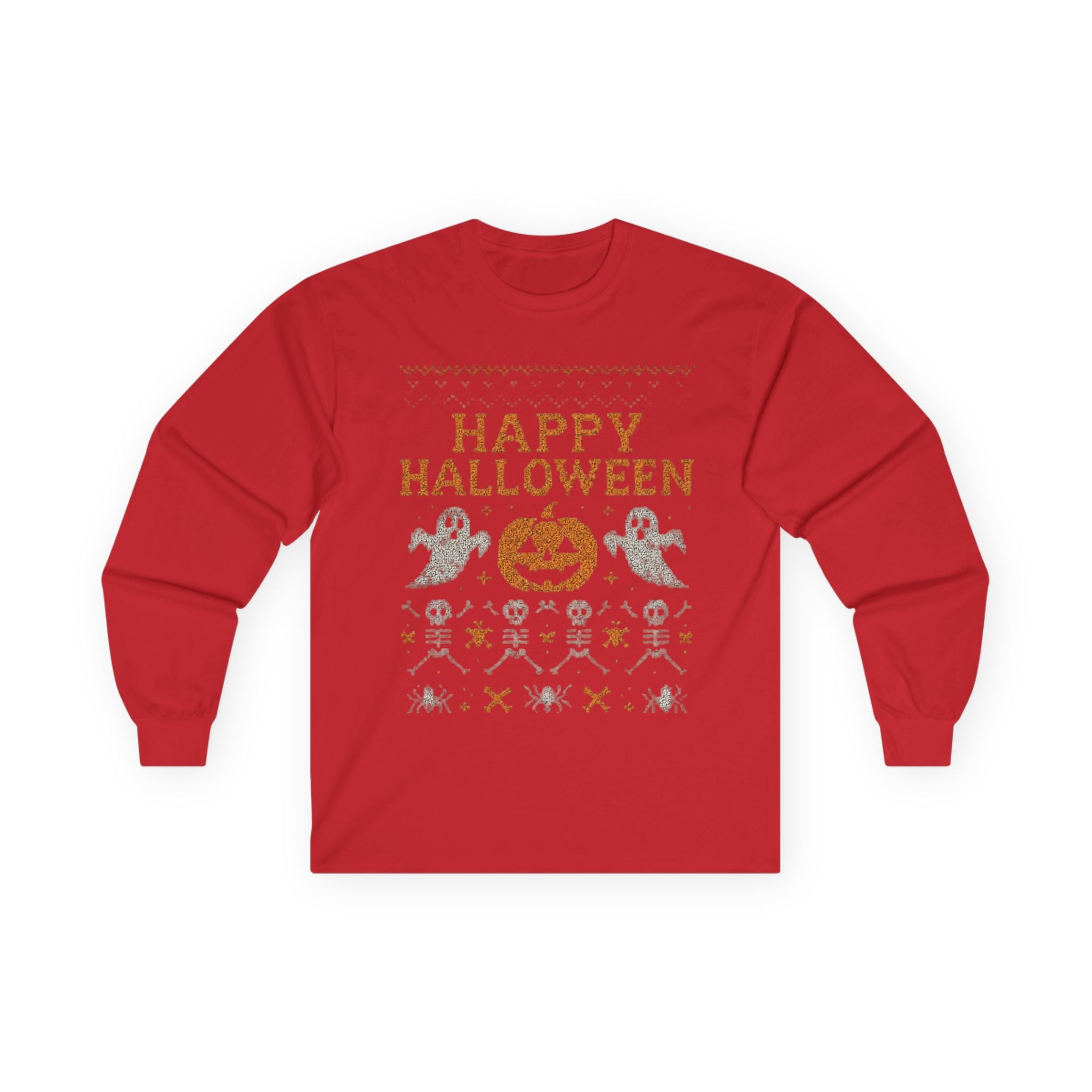 Happy Halloween Long Sleeve Tee, Spooky Tee, Halloween Costume Shirt, Autumn Festive Attire, Unisex Fall Apparel