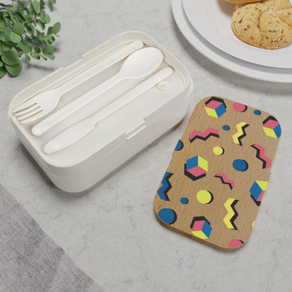 Colorful Retro Bento Lunch Box - Fun Geometric Design for Kids & Adults