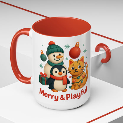 Christmas Animal Mug — "Merry & Playful" Accent Coffee Cup