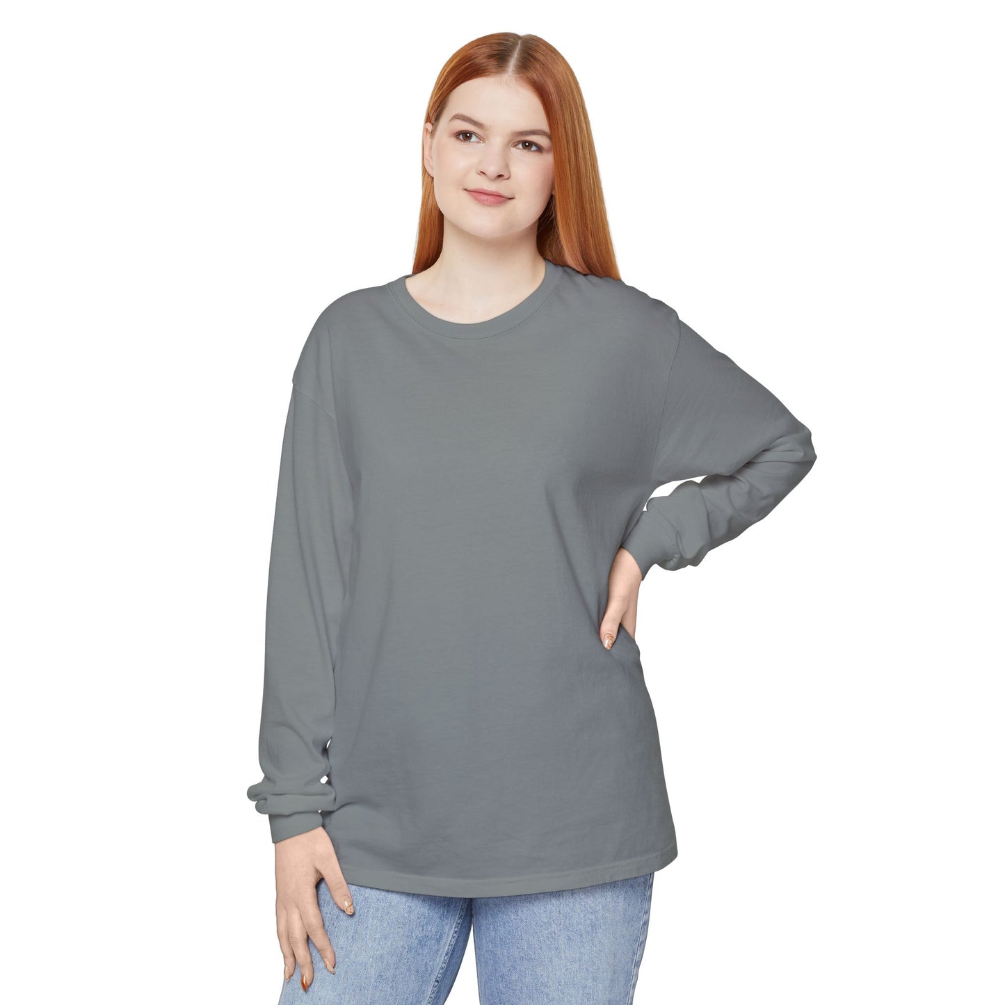 Women’s gray Garment-Dyed Long Sleeve T-Shirt - Comfortable Casual Wear for Every Occasion