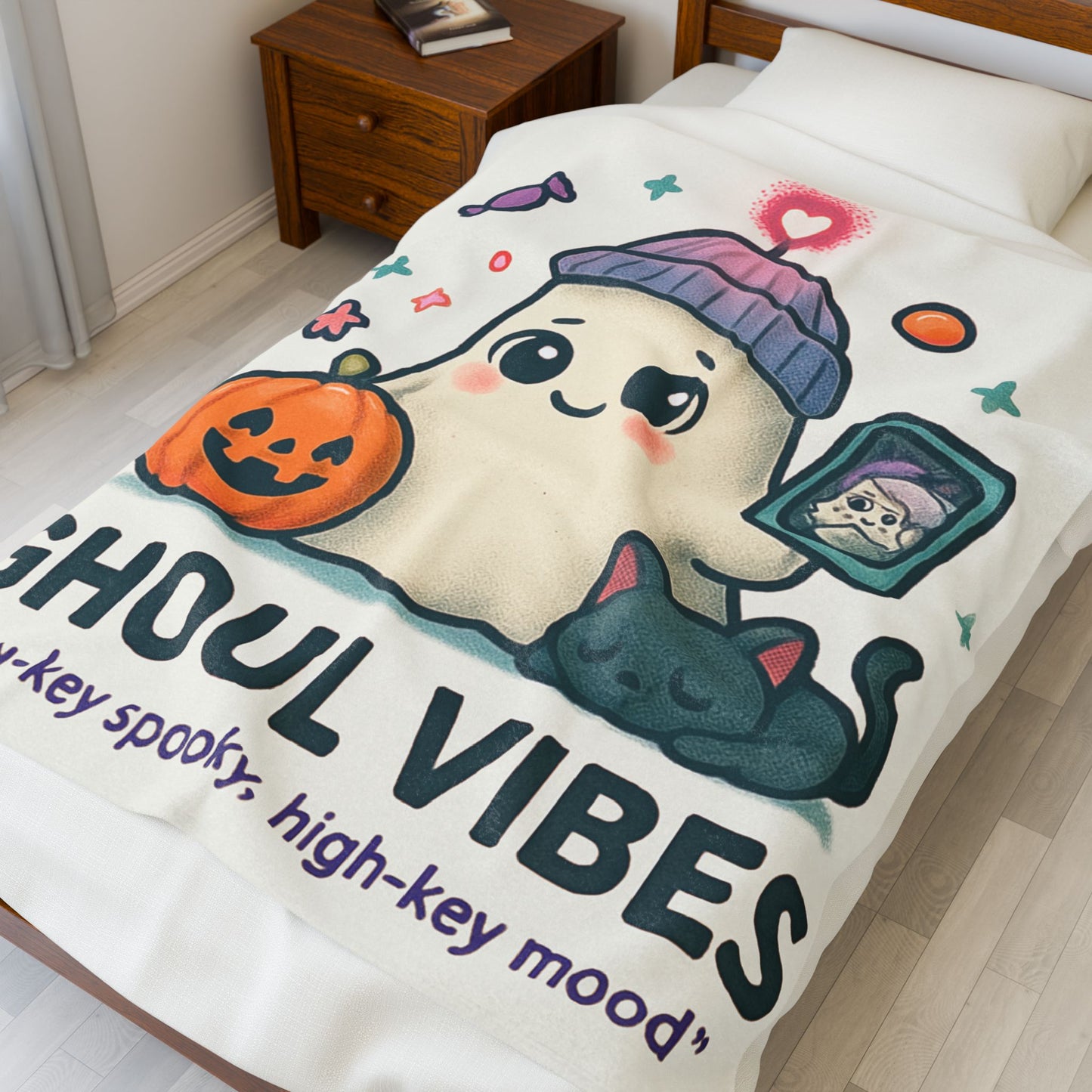 Charming Ghoul Vibes Blanket, Cozy Throw for Halloween, Cute Ghost Decor, Spooky Home Accessory, Perfect Gift for Fall Celebrations, [...]