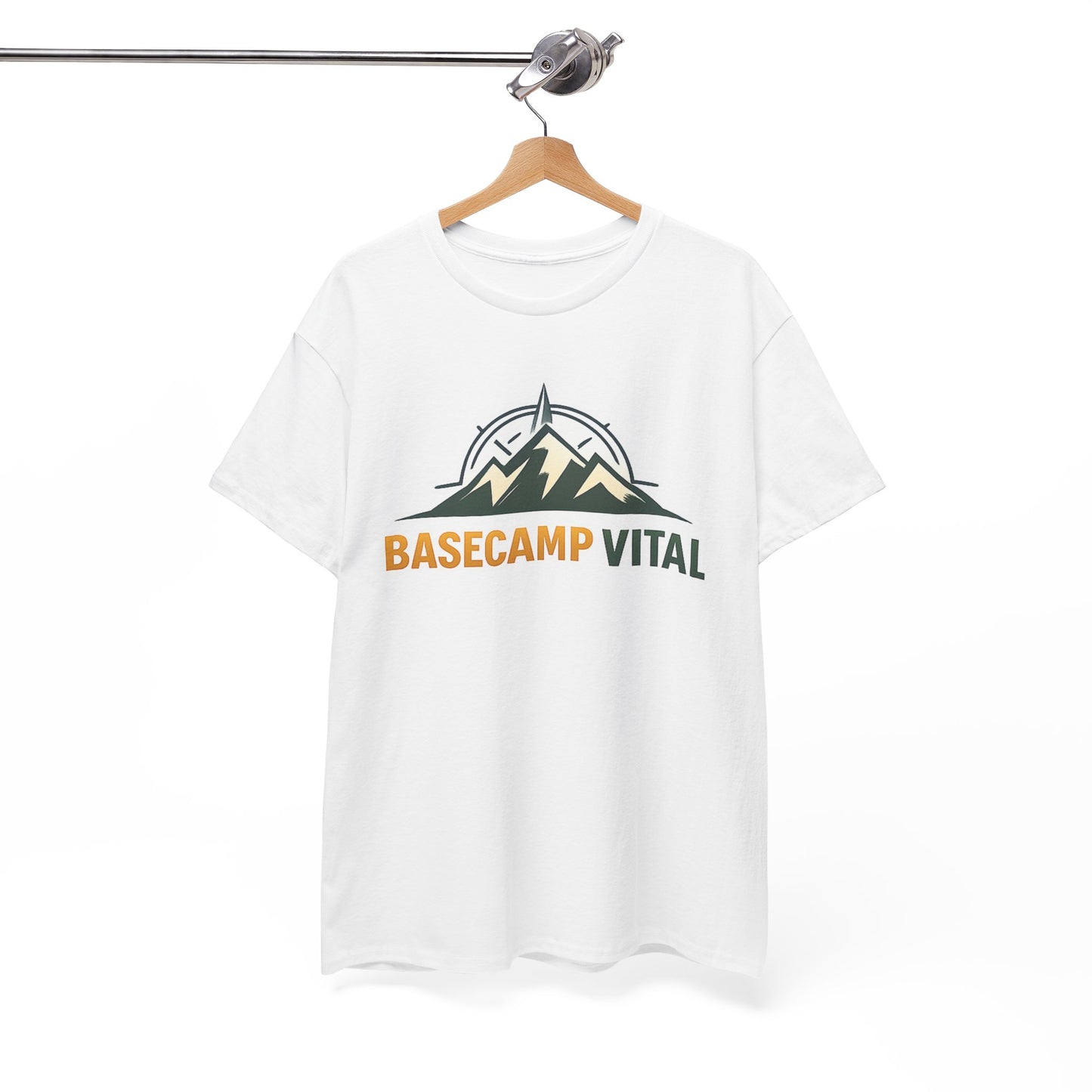 Base Camp Vital Mountain Compass Crewneck T-Shirt | Outdoor Hiking Graphic Tee | Midweight Cotton Trail Shirt (free shipping)