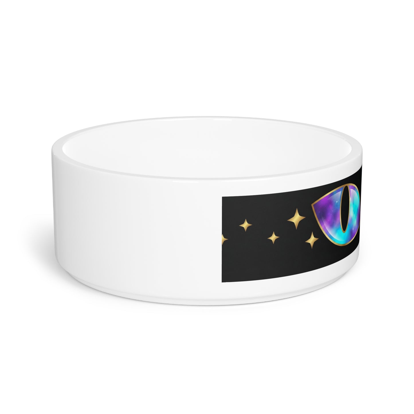 Galaxy Cat Eyes Pet Bowl — Mystical Space Design for Cats & Small Dogs