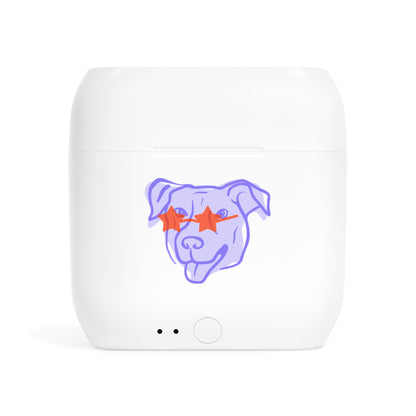 Wireless Earbuds Case — Playful Dog Illustration with Star Sunglasses