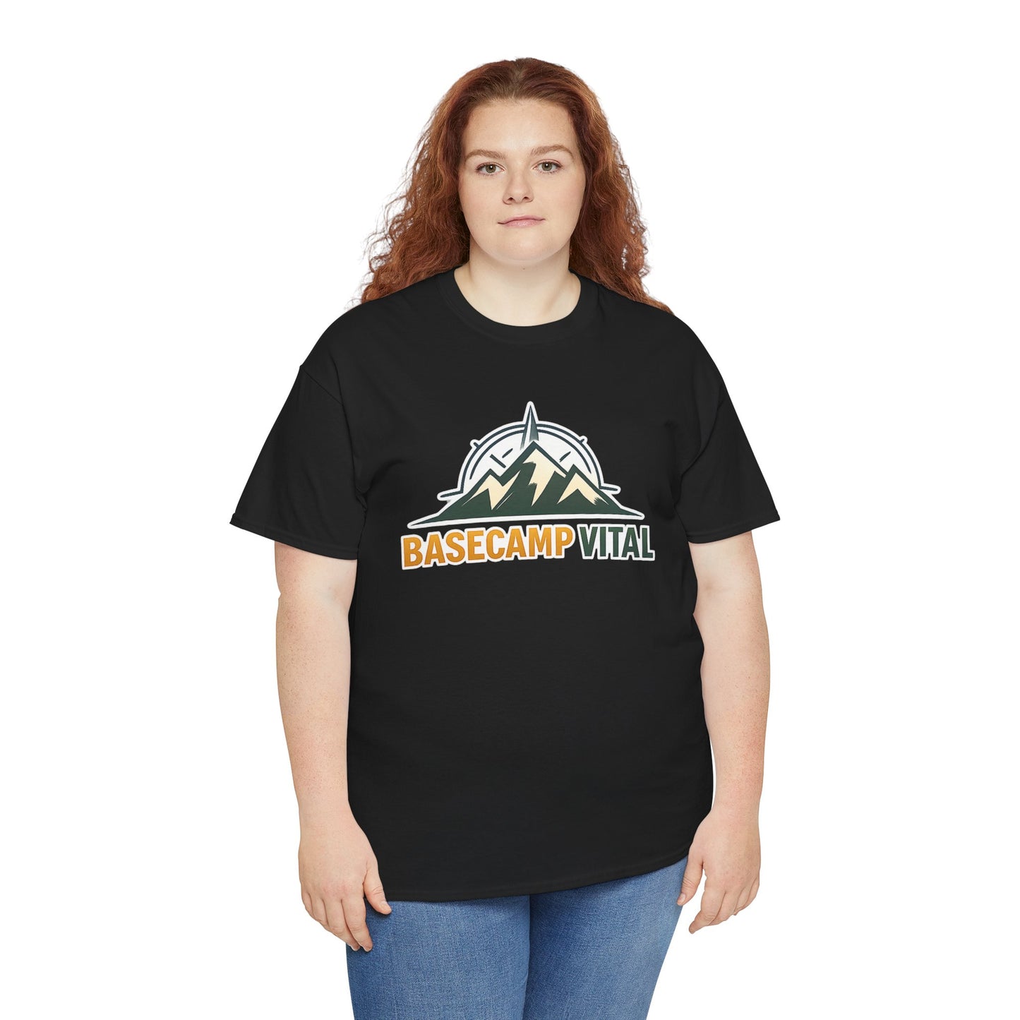 Base Camp Vital Mountain Compass Crewneck T-Shirt | Outdoor Hiking Graphic Tee | Midweight Cotton Trail Shirt (free shipping)