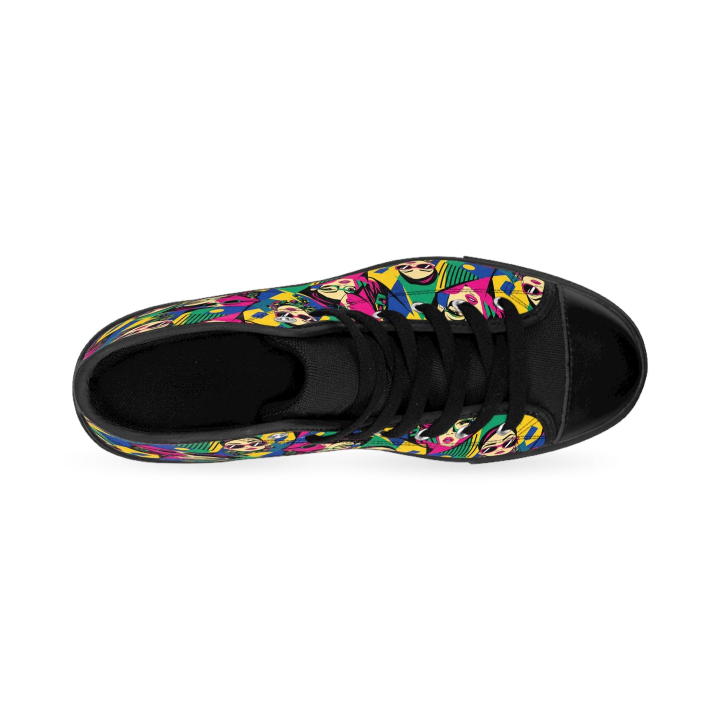 Men's High-Top Sneakers — Bold Pop Art Faces Pattern (free shipping)