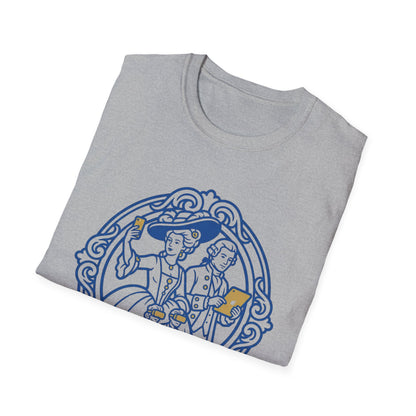 Rococo Smartphone Toile - Captain & First Mate Nautical Crew T-Shirt — Vintage Ship Wheel Illustration